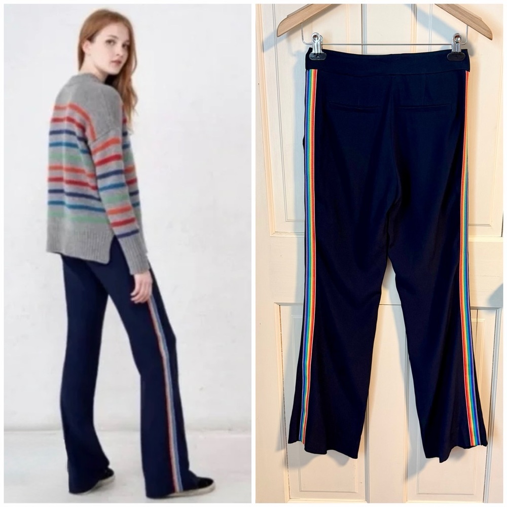 La Ligne Le Tuxedo Pant with Rainbow Stripe 0 Navy Blue Flare Sporty Pride